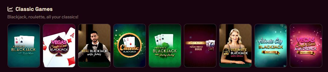 Play classic blackjack variations with different dealers